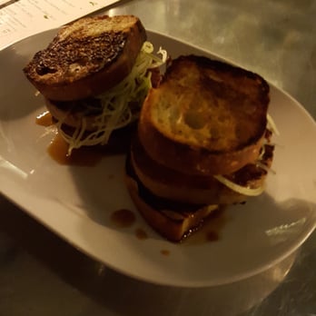 Spoon and Stable - Duck meatloaf sliders. Perfect with a rich brioche, but there was a slight sogginess problem with the glaze. - New American Near Me - Minneapolis, Minnesota Spoon and Stable - Duck meatloaf sliders. Perfect with a rich brioche, but there was a slight sogginess problem with the glaze. - New American Near Me - Minneapolis, Minnesota