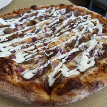 Uzy’s Pizza And Gyro - Gyro pizza - one of 3 off menu items. The others were eggplant pizza and marghetita pizza.  Yum!! - Pizza Near Me - Bedford, Texas