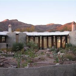 Desert Moon Vacation Rentals - Desert Moon Retreat Main House from Pool with Catalina Mountains in the Distance