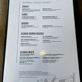 1898 Public House - Spring Menu - Cocktail Bars Near Me - Spokane, Washington