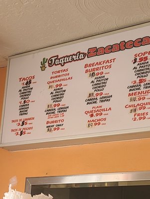 Menu photo 2 Taqueria Zacatecas Hesperia, CA Menu photo 2 Taqueria Zacatecas Hesperia, CA