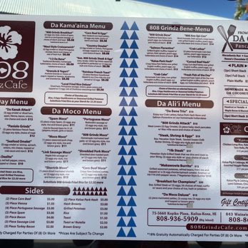 808 Grindz Cafe - Menu outside. Know what you want so when you're seated, you can order right away! - Cafes Near Me - Lahaina, Hawaii