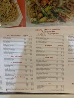 Menu photo 2 Kar Wah Restaurants Fresno, CA