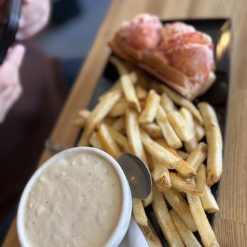 Side Street Cafe - a plate of fries and a bowl of dip - American Near Me - Bar Harbor, Maine Side Street Cafe - a plate of fries and a bowl of dip - American Near Me - Bar Harbor, Maine