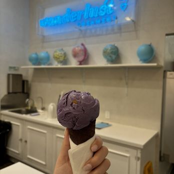 Wanderlust Creamery - ube malted crunch w/ ube waffle cone - Ice Cream & Frozen Yogurt Near Me - Los Angeles, California