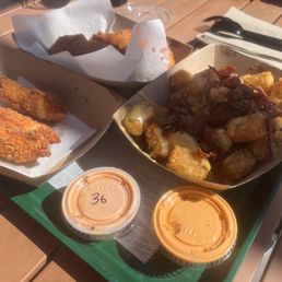 Crunchy Chicken Tenders, Yum Yum, White Hot Buffalo, Large Tots Crunchy Chicken Tenders, Yum Yum, White Hot Buffalo, Large Tots