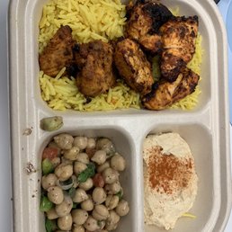 Chicken kabob plate.