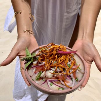 Hotelito Azul Tulum - Fish ceviche, topped with sweet potatoes. Delish. - Hotels Near Me - Tulum, ROO
