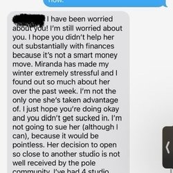 Selenite Studio Pole Fitness - Proof of harassment