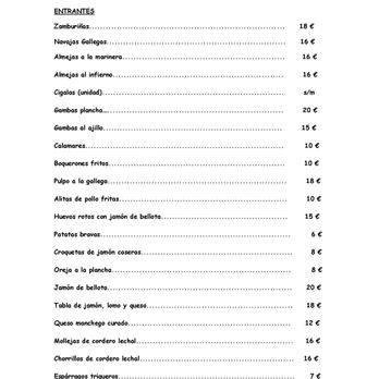 O Pulpiño - Carta 2017 Nuestros Entrantes - Spanish Near Me - Madrid, M