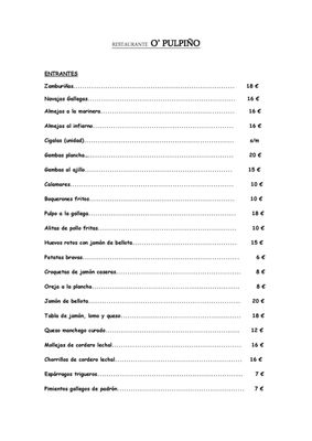 Menu photo 1 O Pulpiño Madrid, M