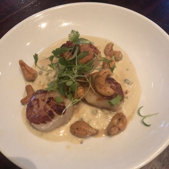 Casa Mono - Scallops with Serrano Pepper Green Curry and Mint Cashews ($24) - Spanish Near Me - New York, New York Casa Mono - Scallops with Serrano Pepper Green Curry and Mint Cashews ($24) - Spanish Near Me - New York, New York
