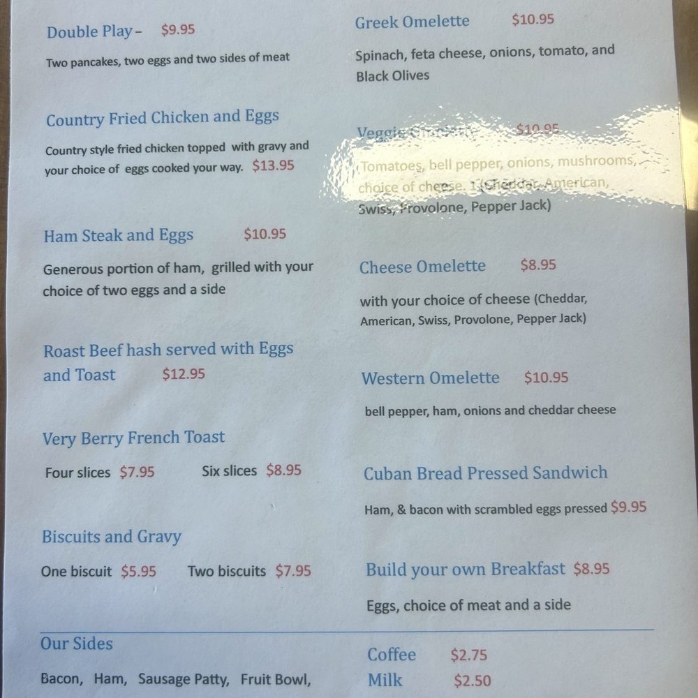 The Dugout Cafe - Breakfast menu 1/25 - Breakfast & Brunch Near Me - Venice, Florida The Dugout Cafe - Breakfast menu 1/25 - Breakfast & Brunch Near Me - Venice, Florida