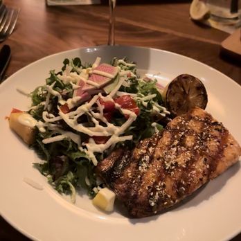 Seasons 52 - Salmon with salad entree - Seafood Near Me - Buford, Georgia