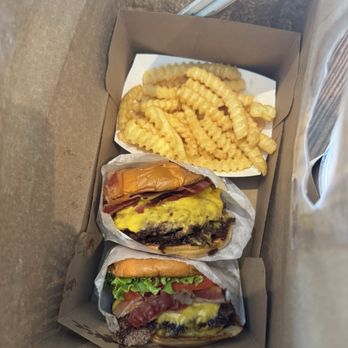Shake Shack Coral Gables - Double shack burger, double cheese burger and crinkle cut fries - Burgers Near Me - Coral Gables, Florida