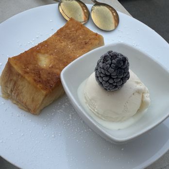 Dos Besos - Torrijas. Bread pudding with ice cream. The weirdest bread pudding I've ever had. Cannot recommend. Ice cream was good though. - Spanish Near Me - Pasadena, California