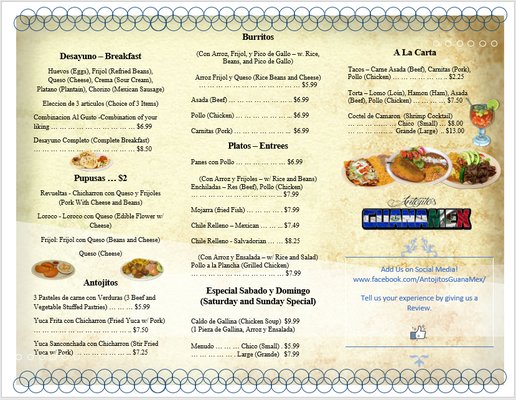 Menu photo 1 Antojitos Guanamex Wichita, KS Menu photo 1 Antojitos Guanamex Wichita, KS