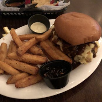 B-Side - Best burger and fries ever. Those side sauces were meant for my hubs sandwich though. - American Near Me - Fairport, New York