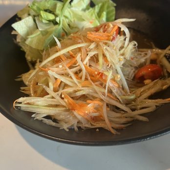 Sakhuu Thai Legacy - Papaya Salad. So good I ate half before I took a photo! Full peanuts inside. - Thai Near Me - Plano, Texas Sakhuu Thai Legacy - Papaya Salad. So good I ate half before I took a photo! Full peanuts inside. - Thai Near Me - Plano, Texas