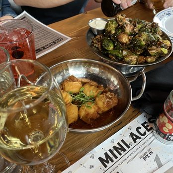 Ace Eat Serve - Sichuan Shrimp Wontons (6pc), Brussels Sprouts & Shishitos - Asian Fusion Near Me - Denver, Colorado