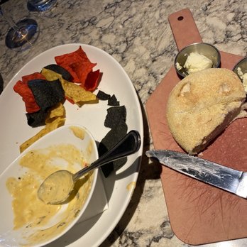 Firebirds Wood Fired Grill - Finished LOBSTER SPINACH QUESO and bread - Steakhouses Near Me - Lees Summit, Missouri