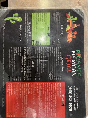 Menu photo 1 Picante Mexican Grill Painesville, OH