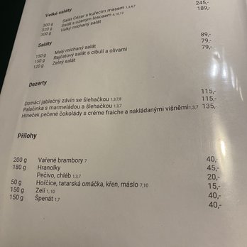 U Parlamentu - Menu - Czech Near Me - Prague, Puerto Rico