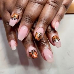 X Nails - Pumpkin cat eye nail designs by Lisa
