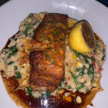 Blue Moon Beach Grill - Salmon risotto - Seafood Near Me - Nags Head, North Carolina Blue Moon Beach Grill - Salmon risotto - Seafood Near Me - Nags Head, North Carolina
