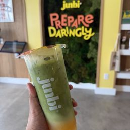 Golden Peach Matcha Latte