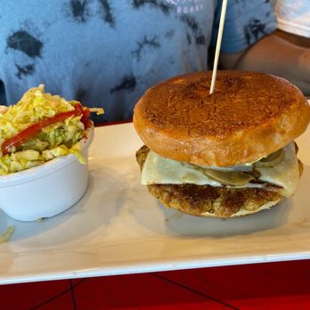 GAS- Full Service Restaurant - Gluten free Tempeh Cuban Burger and Basil lLemon vignette slaw. - American Near Me - St. Augustine, Florida GAS- Full Service Restaurant - Gluten free Tempeh Cuban Burger and Basil lLemon vignette slaw. - American Near Me - St. Augustine, Florida
