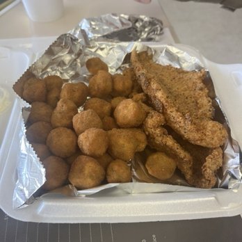 Mr A Ok's Kitchen - Catfish with cabbage (under tin foil) and Okra - Soul Food Near Me - San Antonio, Texas Mr A Ok's Kitchen - Catfish with cabbage (under tin foil) and Okra - Soul Food Near Me - San Antonio, Texas
