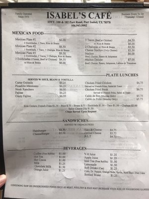 Menu photo 5 Isabel's Cafe Port Isabel, TX