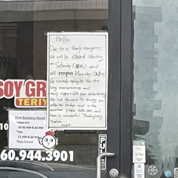 Soy Grill Teriyaki - Closure through 11/27 - Japanese Near Me - Vancouver, Washington Soy Grill Teriyaki - Closure through 11/27 - Japanese Near Me - Vancouver, Washington