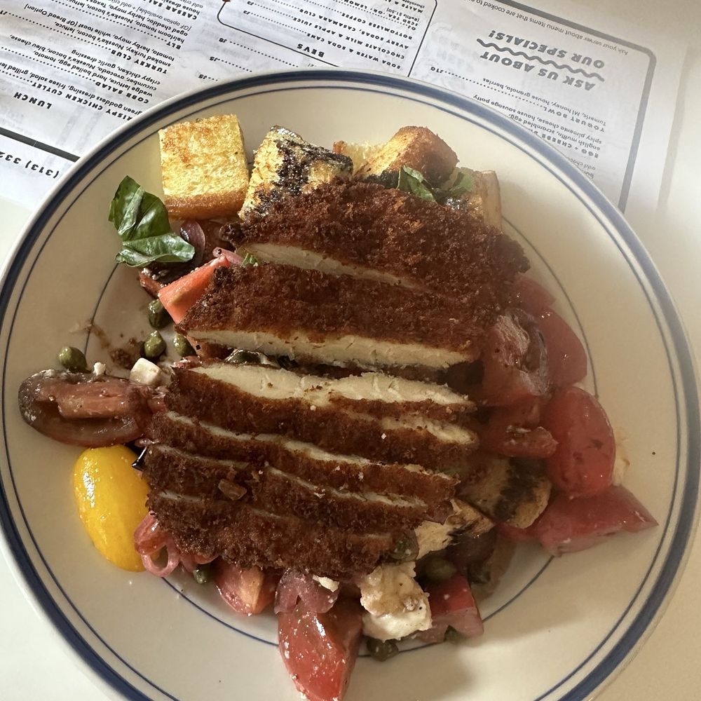Norm's Diner - Panzanella with crispy chicken cutlet - Diners Near Me - Detroit, Michigan Norm's Diner - Panzanella with crispy chicken cutlet - Diners Near Me - Detroit, Michigan