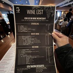 5th Tavern - Wine list