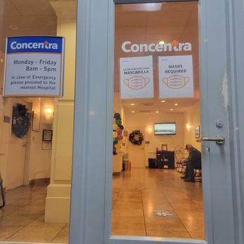 Concentra - 1. Empty waiting room, but forced to sit outside..  2. Sign says "masks required," but they refuse to give you any. - Urgent Care Near Me - Modesto, California