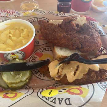 Dave's Hot Chicken - 2 piece tender with side of Mac and cheese, with Dave's sauce and honey! - Chicken Shop Near Me - Silver Spring, Maryland