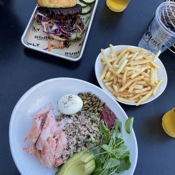 Surly Brewing - Salmon Farro Salad and bulgogi burger - Breweries Near Me - Minneapolis, Minnesota