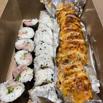 Sushi Monster - yellowtail salmon, salmon avocado, snow white roll - Sushi Bars Near Me - Montrose, California