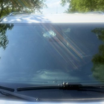 Speed Auto Glass - Before (cracked windshield by golf ball) - Auto Glass Services Near Me - Alexandria, Virginia