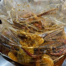wrapped seafood in plastic wrap