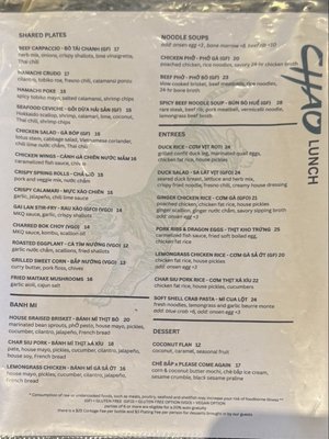 Menu photo 1 Chao Honolulu, HI
