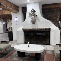 The is the fireplace in the lobby
