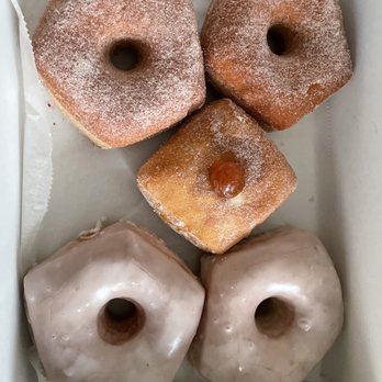Dough - Vegan doughnuts! One apricot jam, two glazed, two cinnamon sugar - Desserts Near Me - New York, New York Dough - Vegan doughnuts! One apricot jam, two glazed, two cinnamon sugar - Desserts Near Me - New York, New York