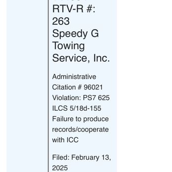Speedy G Towing - Speedy G scams - Towing Near Me - South Barrington, Illinois
