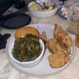 Catfish nuggets and greens!