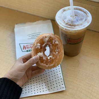Krispy Kreme - Original filled glazed doughnut with glazed coffee - Donuts Near Me - Concord, California