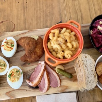 Tasca Tasca - Deviled eggs, crab empada, Mac and cheese with linguica, beet salad, duck breast, and the piri-piri fried potatoes - Wine Bars Near Me - Sonoma, California