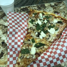 Giant Slice of Cheese Pizza (topping: ricotta cheese, spinach, mushroom, and marinara sauce)